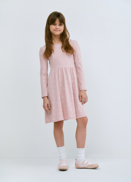 Трикотажное платье c принтом для девочек Розовый 599₽