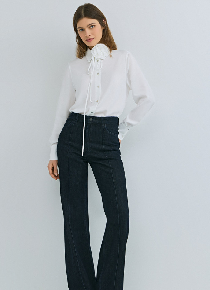 Джинсы клёш с высокой посадкой