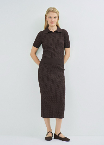 Прямая трикотажная юбка Коричневый 2999₽