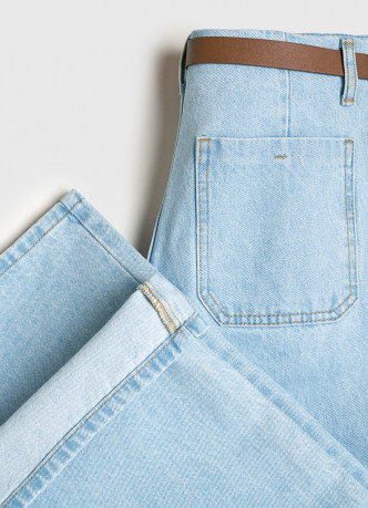 Укороченные джинсы Wide leg с ремнём