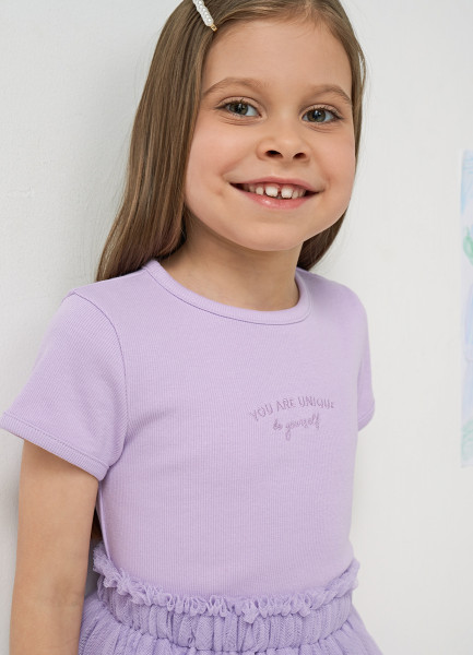 Футболка прилегающая для девочек, Фиолетовый футболка для девочек kappa фиолетовый