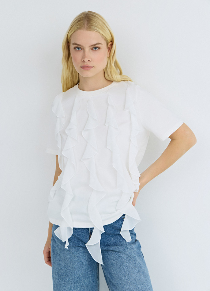 Футболка оверсайз с воланами