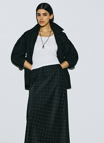 Сатиновая юбка миди А-силуэта