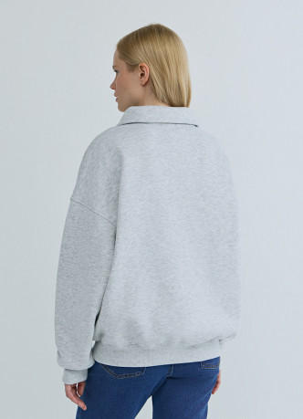 Свитшот с принтом и воротником на молнии