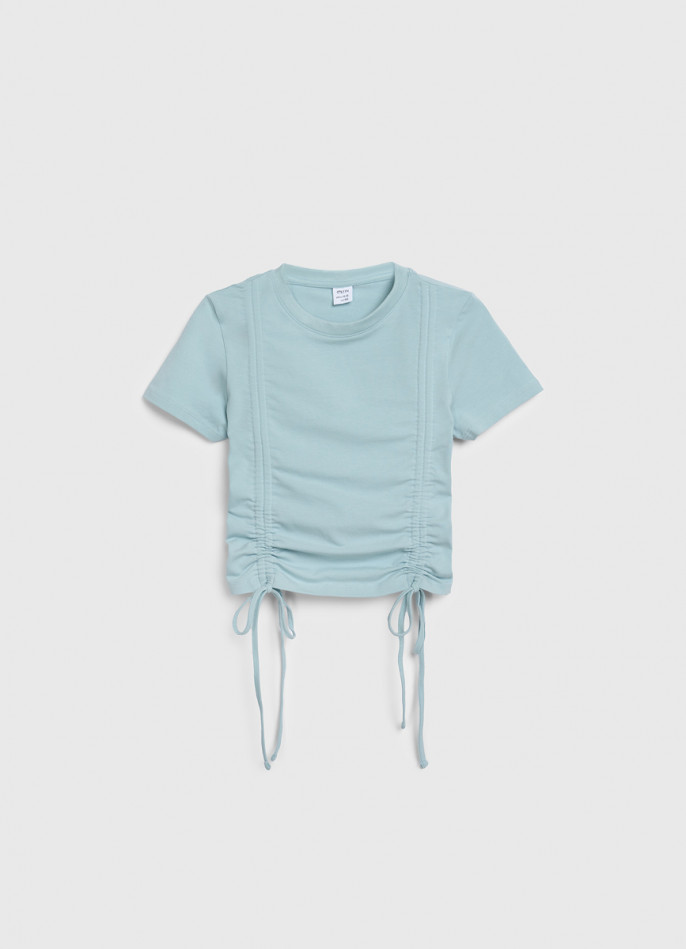 Футболка с драпировкой и завязками для девочек