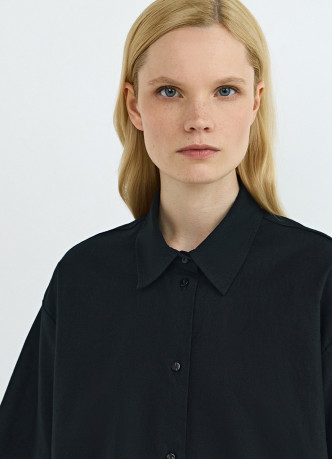 Рубашка изо льна и хлопка с коротким рукавом