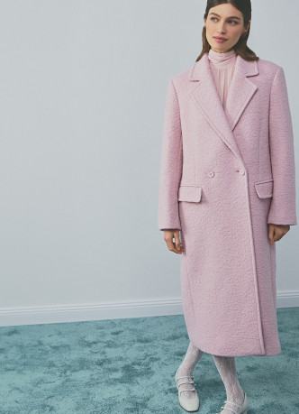Длинное двубортное пальто из шерсти