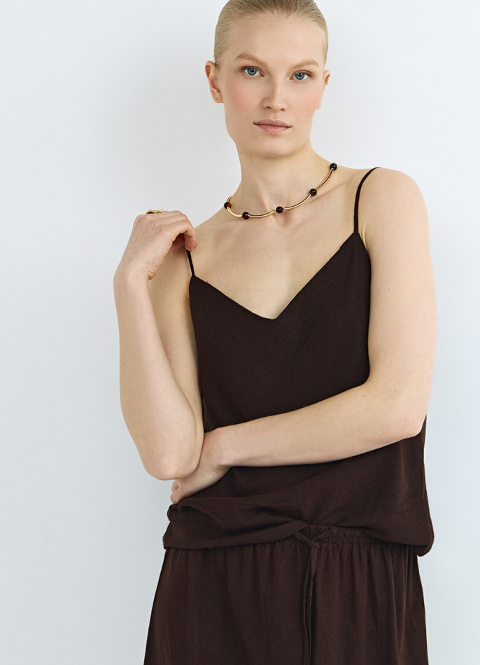 Топ изо льна на бретелях