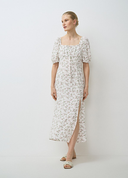 Платье с квадратным вырезом из вискозы, Белый O`Stin LR4671O02-02, размер 42 - фото 2