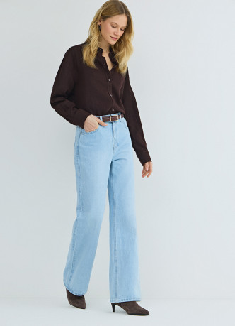 Рубашка с длинным рукавом из смесового льна