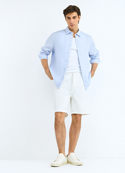 Джинсовые шорты с эластичным поясом, Белый