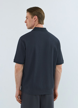 Поло из текстурной хлопковой ткани