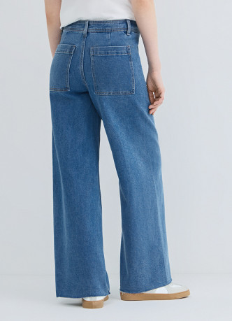 Укороченные широкие джинсы