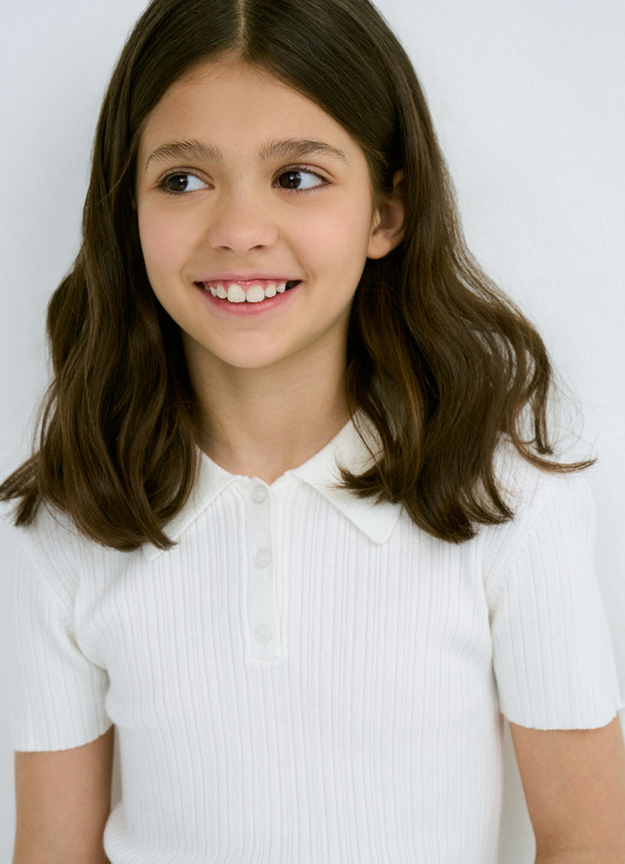 Вязаный джемпер с коротким рукавом для девочек