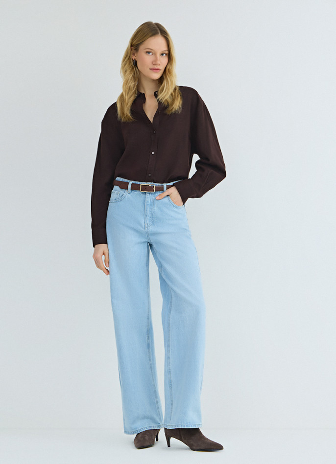 Джинсы Wide leg с высокой посадкой