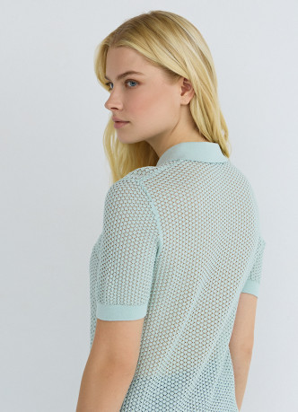 Джемпер поло из ажурной пряжи