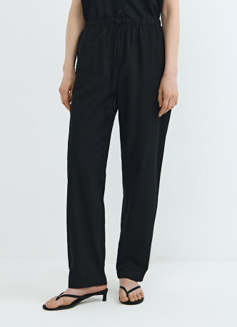 Брюки изо льна с эластичным поясом