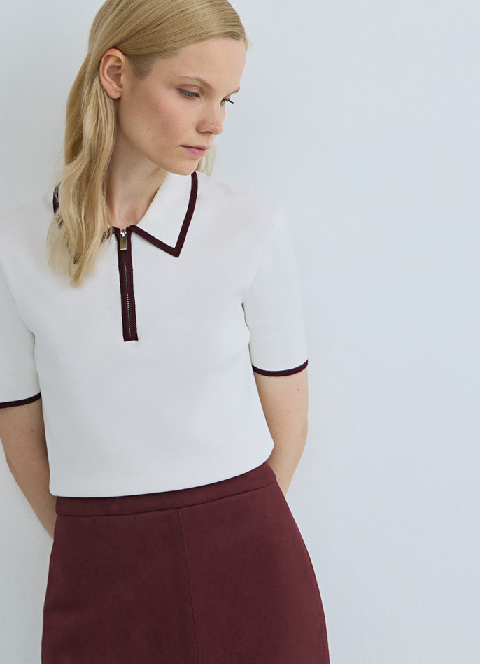 Джемпер с воротником поло на молнии