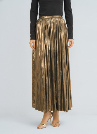 Юбка макси из ткани с эффектом жидкого золота