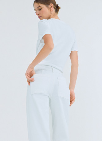 Укороченные джинсы Wide leg с высокой посадкой