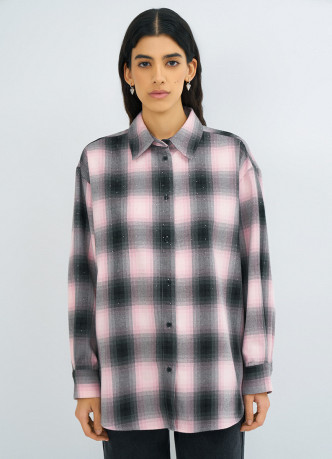 Рубашка в клетку со стразами