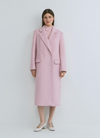Длинное двубортное пальто из шерсти