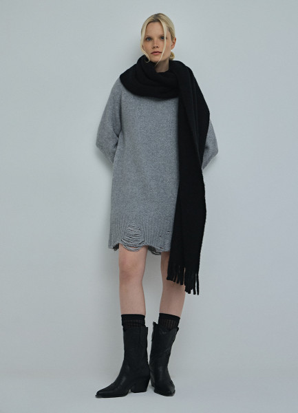 Вязаное платье-свитер с рваным дизайном 32001740299 Серый, размер 42,46,50,48,44, фото 2