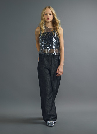 Сетчатый топ с пайетками для девочек