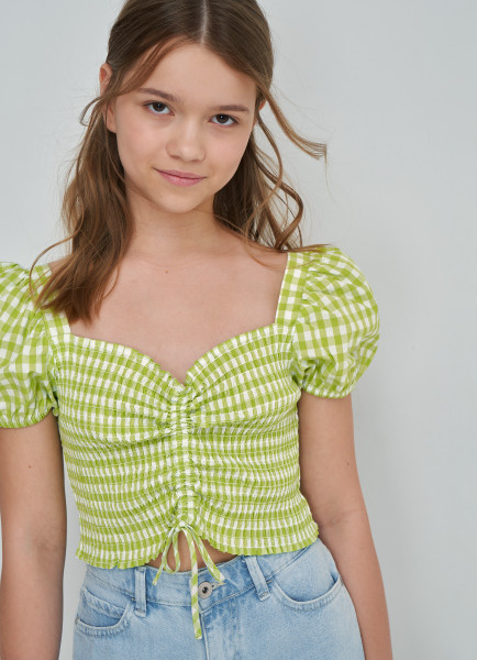 Блузка с коротким рукавом для девочек, Зеленый O`Stin GS4693O02-G2, размер 164