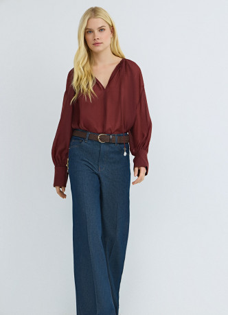 Широкие джинсы Wide leg с плетёным ремнём