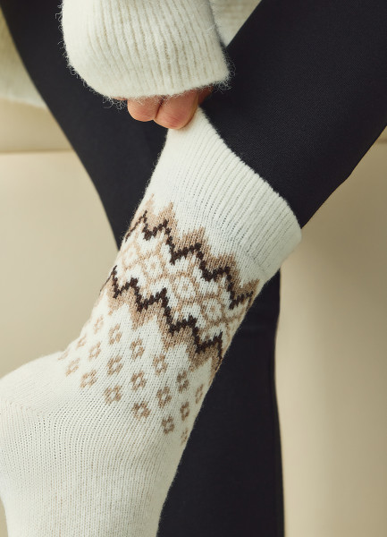 

Носки с узором из пряжи с шерстью, Бежевый