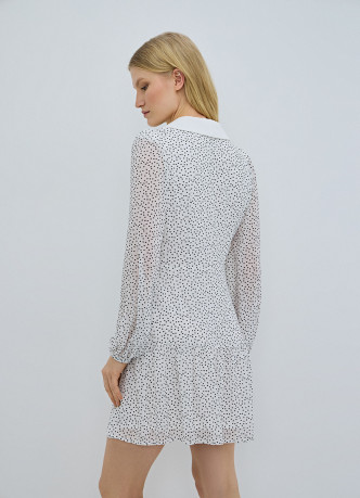 Платье мини из шифона в горошек