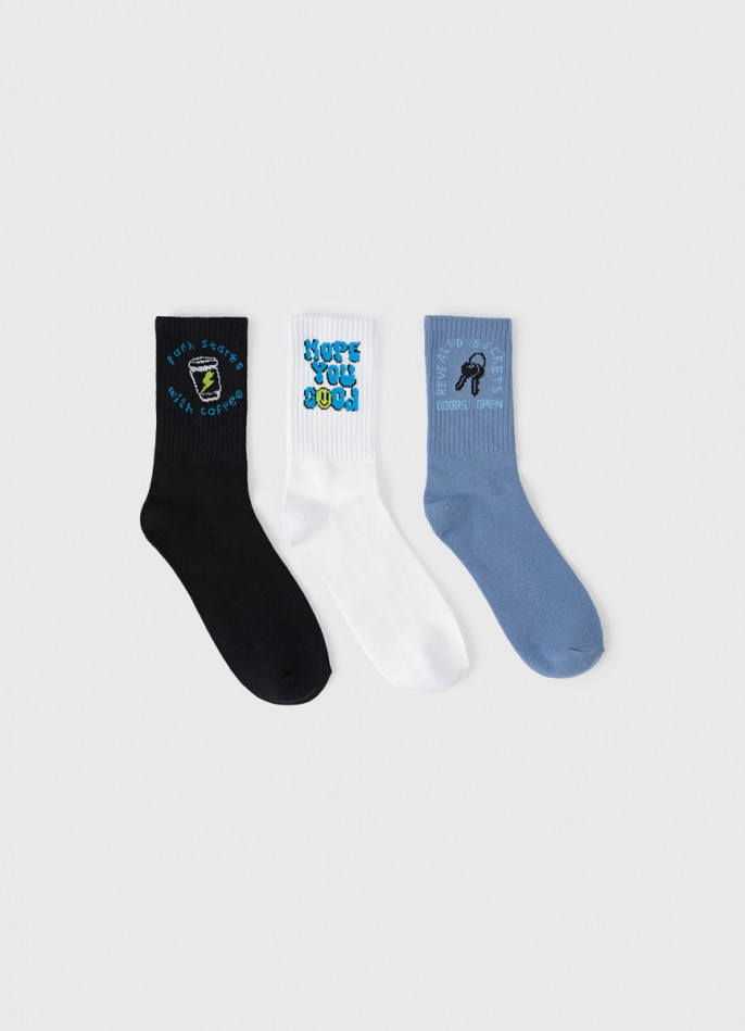 Высокие носки с рисунком для мальчиков, 3 пары