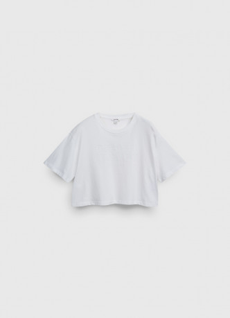 Укороченная футболка с принтом