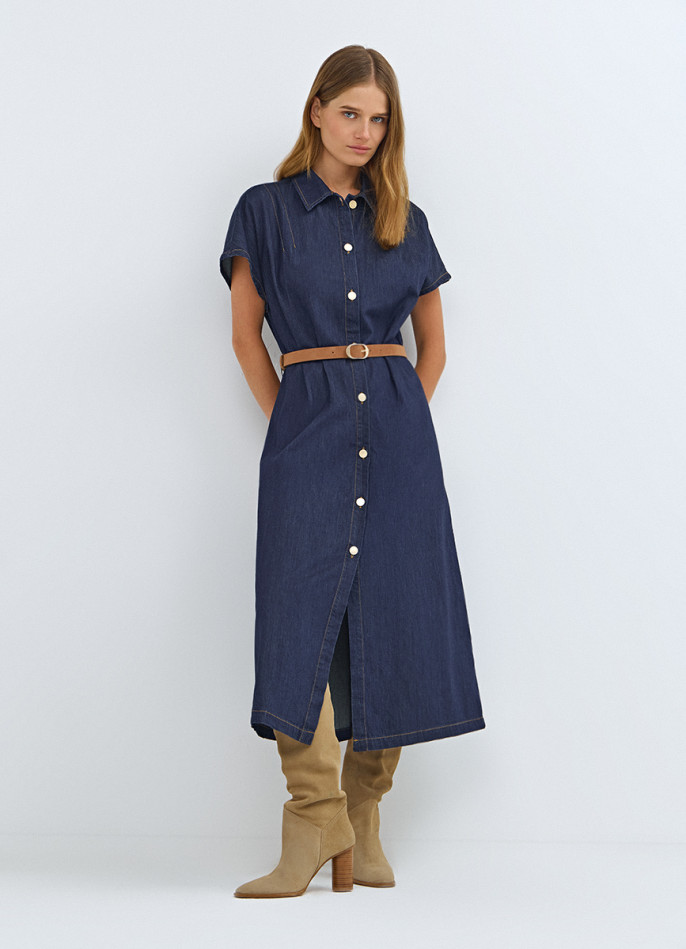 Платье-рубашка из денима