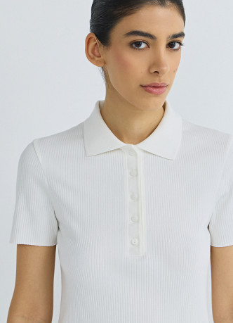 Поло в рубчик с коротким рукавом