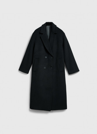 Длинное двубортное пальто из шерсти