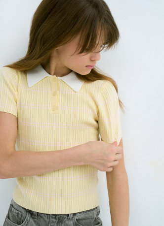 Вязаный джемпер с коротким рукавом для девочек