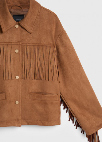 Куртка из искусственной замши с бахромой для девочек