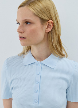 Поло в рубчик с коротким рукавом