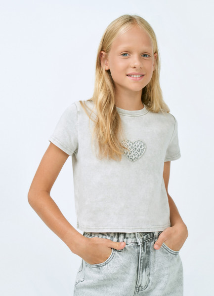 

Футболка с аппликацией для девочек, Серый