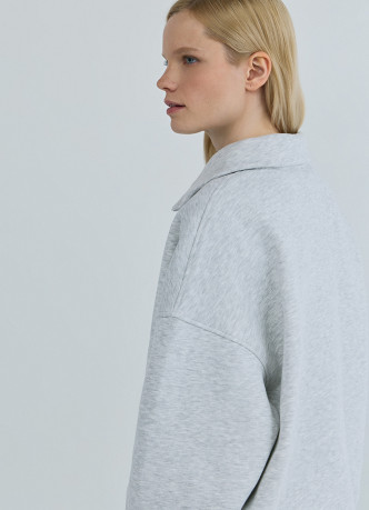 Свитшот с принтом и воротником на молнии