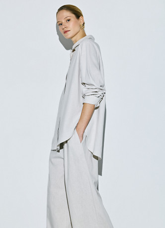 Рубашка с длинным рукавом из смесового льна