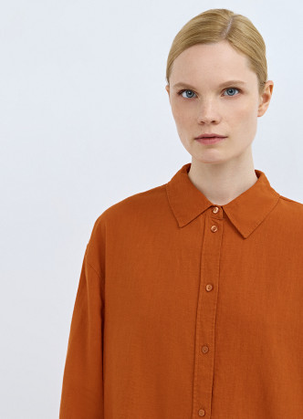 Рубашка с длинным рукавом из смесового льна