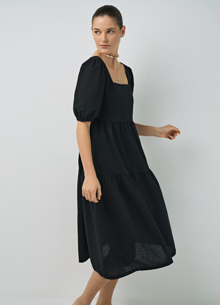 Платье из хлопка и льна, Черный O`Stin LR469AO02-99, размер 42 - фото 5
