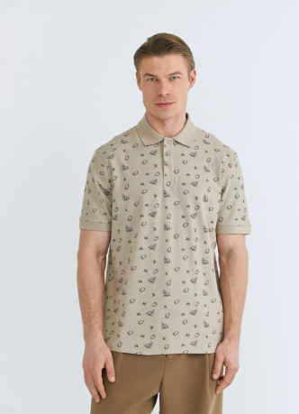 Поло из хлопка с принтом