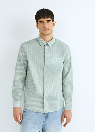 Рубашка в полоску из смесового льна