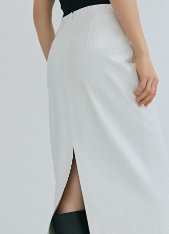 Прямая юбка миди из искусственной кожи