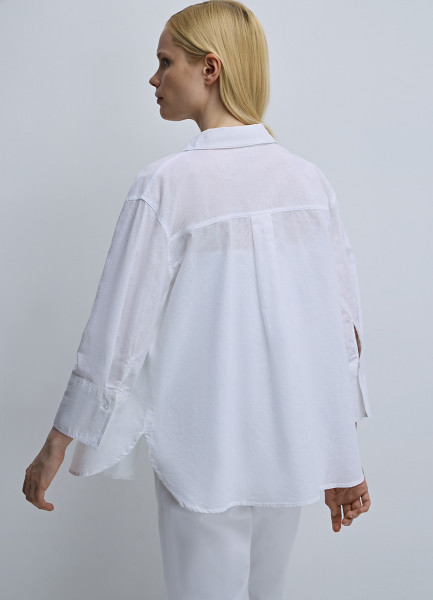 Рубашка из хлопка и льна, Белый O`Stin LS4693O02-01, размер 42 - фото 3