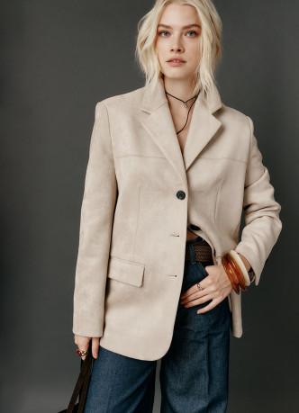 Однобортный жакет из искусственной замши